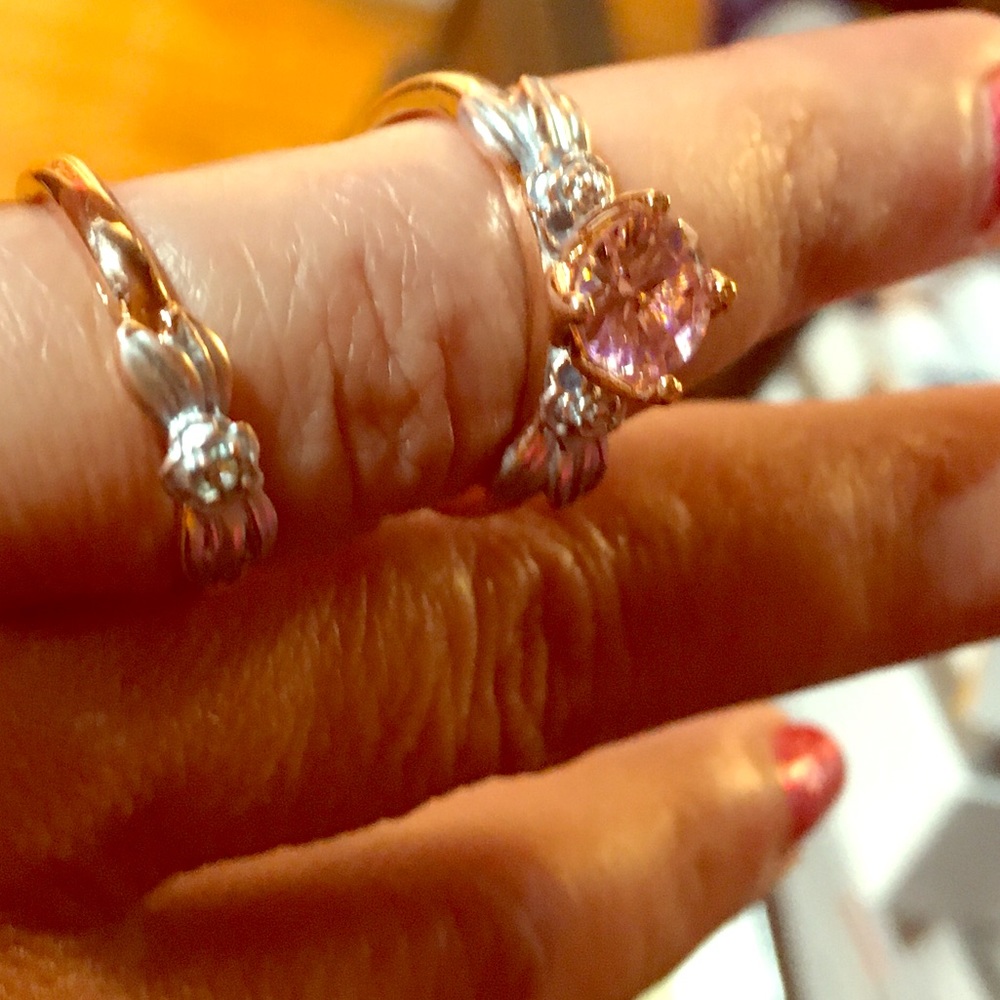 Pink crystal ring set